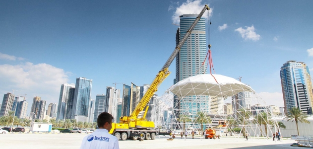 Montaż struktury sferycznej Freedome 700 - Sharjah, Zjednoczone Emiraty Arabskie
