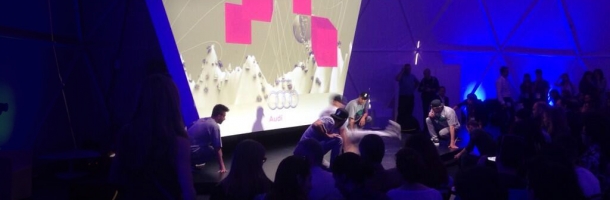 break dance show inside of freedome 500 spherical tent during wired next fest in milan