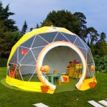 F30 geodesic dome with custom membrane for Twinings by Freedomes