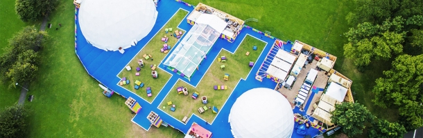 f700 and f300 geodesic dome for underbelly circus in edinburgh scotland