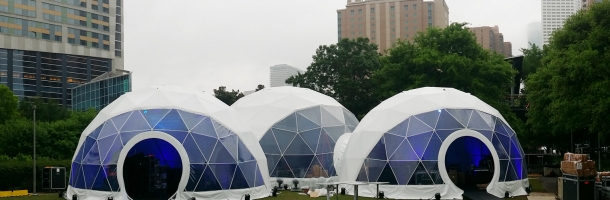 f75 and f110 geodesic domes getting ready for the event