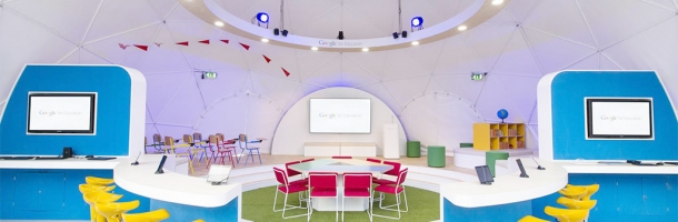interior of google geodesic dome by freedomes