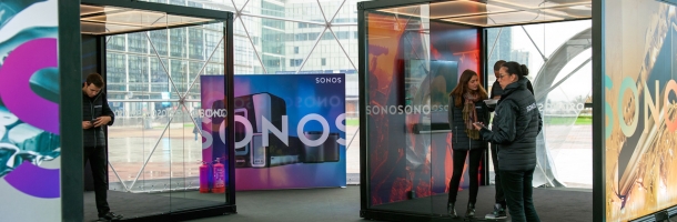 interior of sonos geodesic domes and freecubes listening rooms