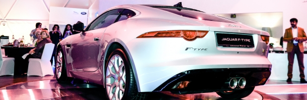 jaguar f type coupe on diplay in freedome 500 ramadan lounge in ritz bahrain