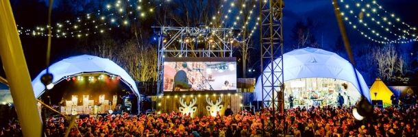 music for life charity event with opendome geodesic dome stages