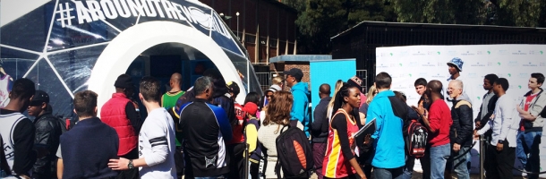 queue in front of nba geodesic dome by freedomes in south africa
