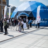 unique blue geodesic dome for luneta project by freedomes original